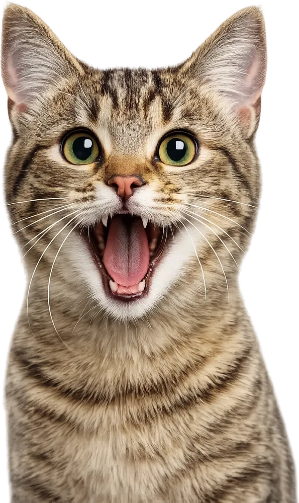 Gato rajado olhando para cima